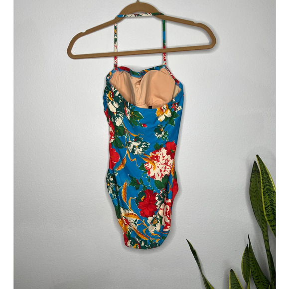 J Crew Floral Ruched One Piece Swimsuit 6 - Picture 2 of 4